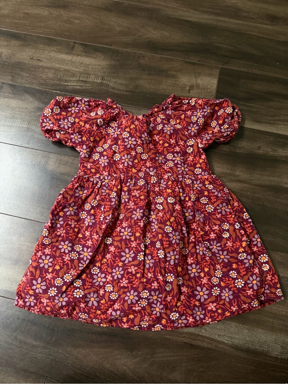 Cat & Jack Red Floral Puff-Sleeve Dress